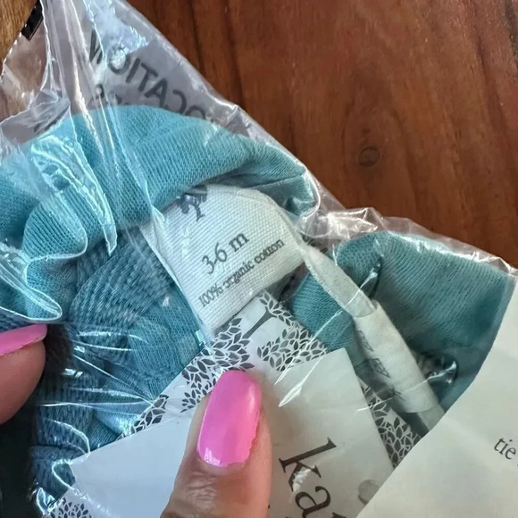 KATE QUINN 100% Organic Cotton Tie Booties 3-6M Nile‎ Turquoise NWT - Picture 2 of 3